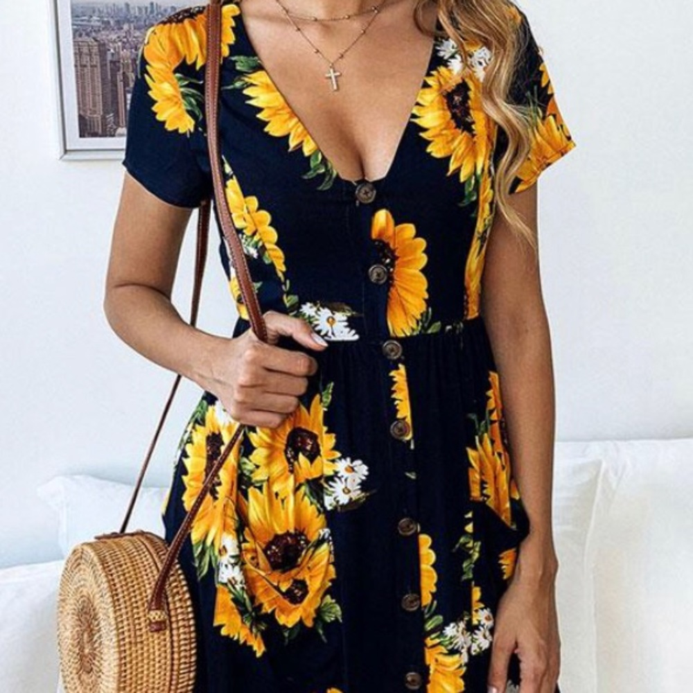 Button down sunflower dress